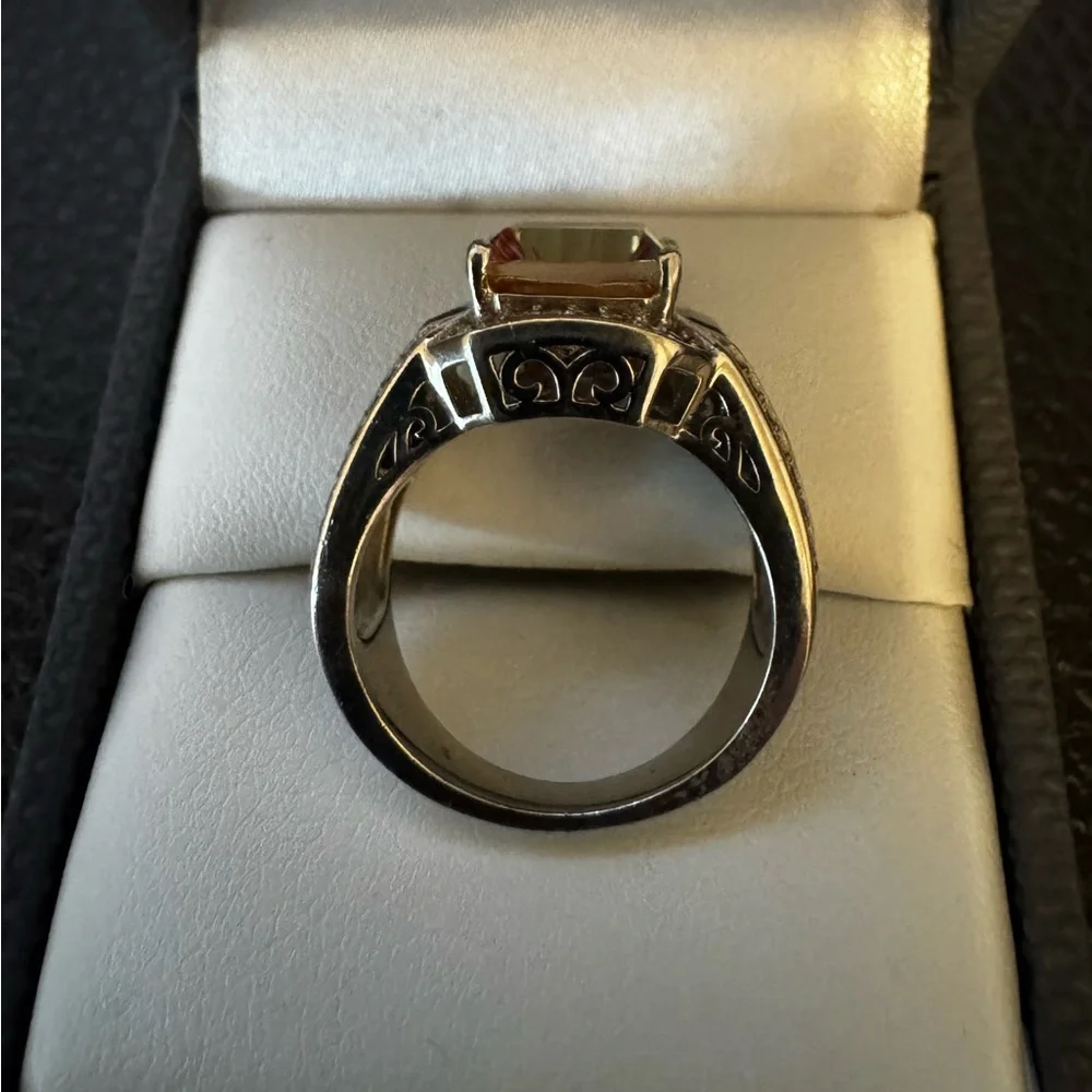 Northern lights(TM) quartz multi-gem & white zircon rhodium over sterling. Sz 7. - Picture 4 of 4